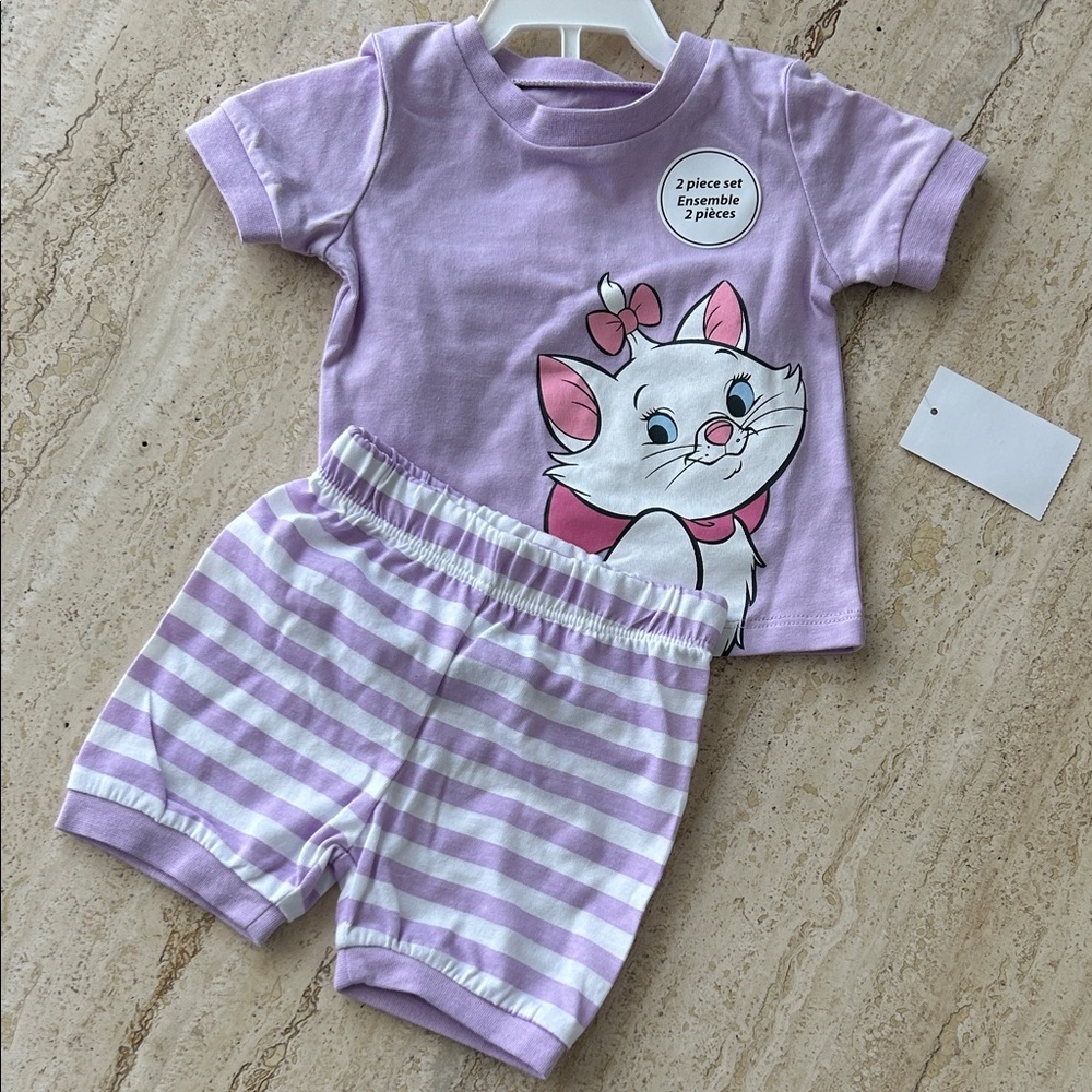 NEW 🆕 Purple Cat Print Kids Pajama Set 0-3 months